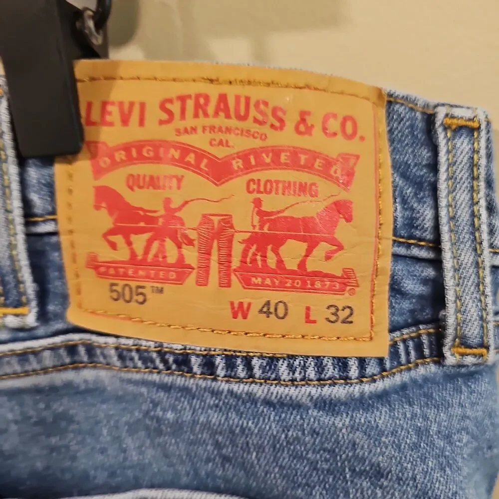 Levi's 505 Jeans Men's 40x32 Blue Denim Cotton Blend Straight Fit Casual Pants